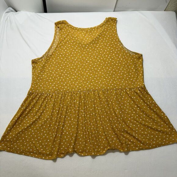 Old Navy Women's Plus Size 3X Yellow White Polka Dot V-Neck Linen Blend Tank Top - Picture 10 of 12